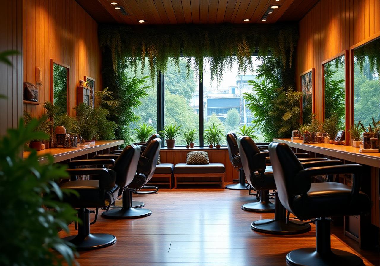 谷中の静寂に溶け込むバーバーの内装